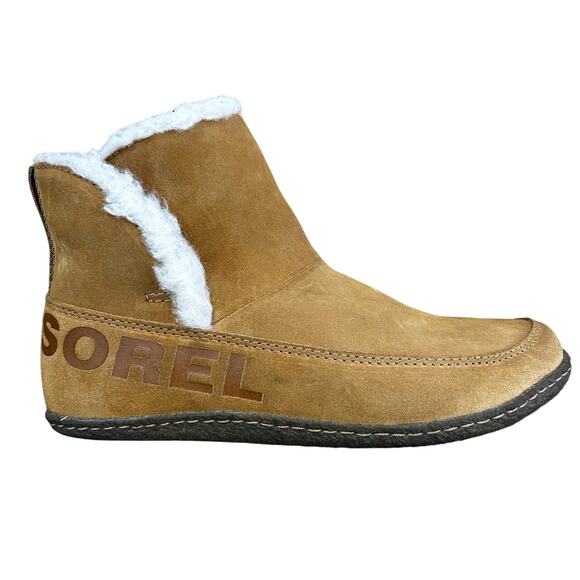 Sorel Nakisha Bootie Shearling Ankle Boot Camel Brown - Picture 9 of 10